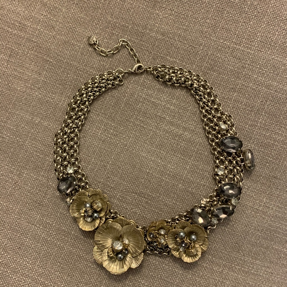 Loft Floral Statement Necklace Gold and Silver